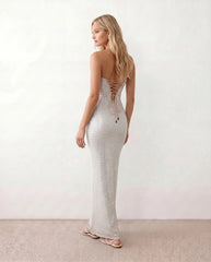 Izabela Sequined Strapless Maxi Dress