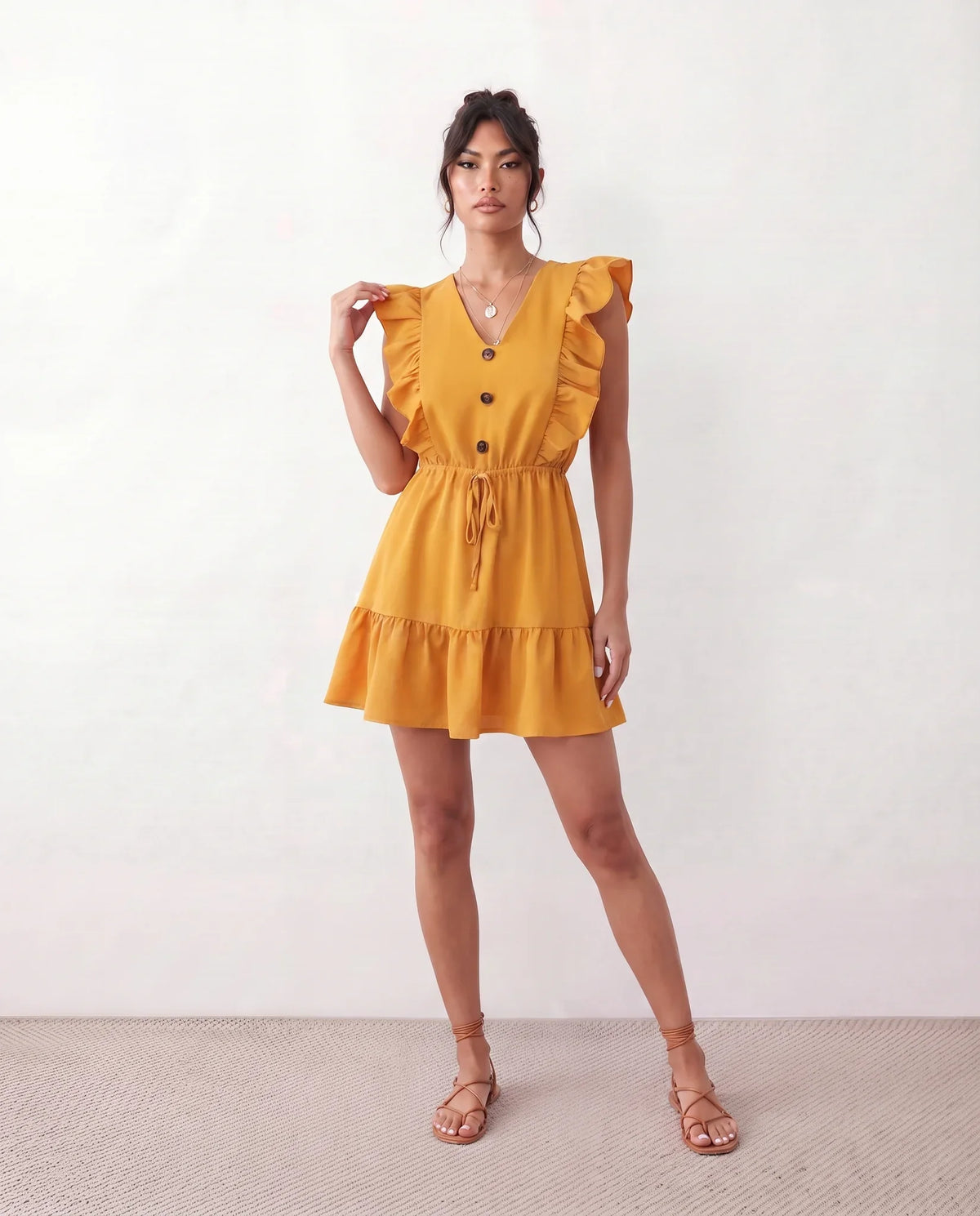 Marita Ruffle Detail Mini Dress