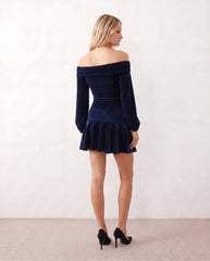 Silviana Glossy Off Shoulder Mini Dress