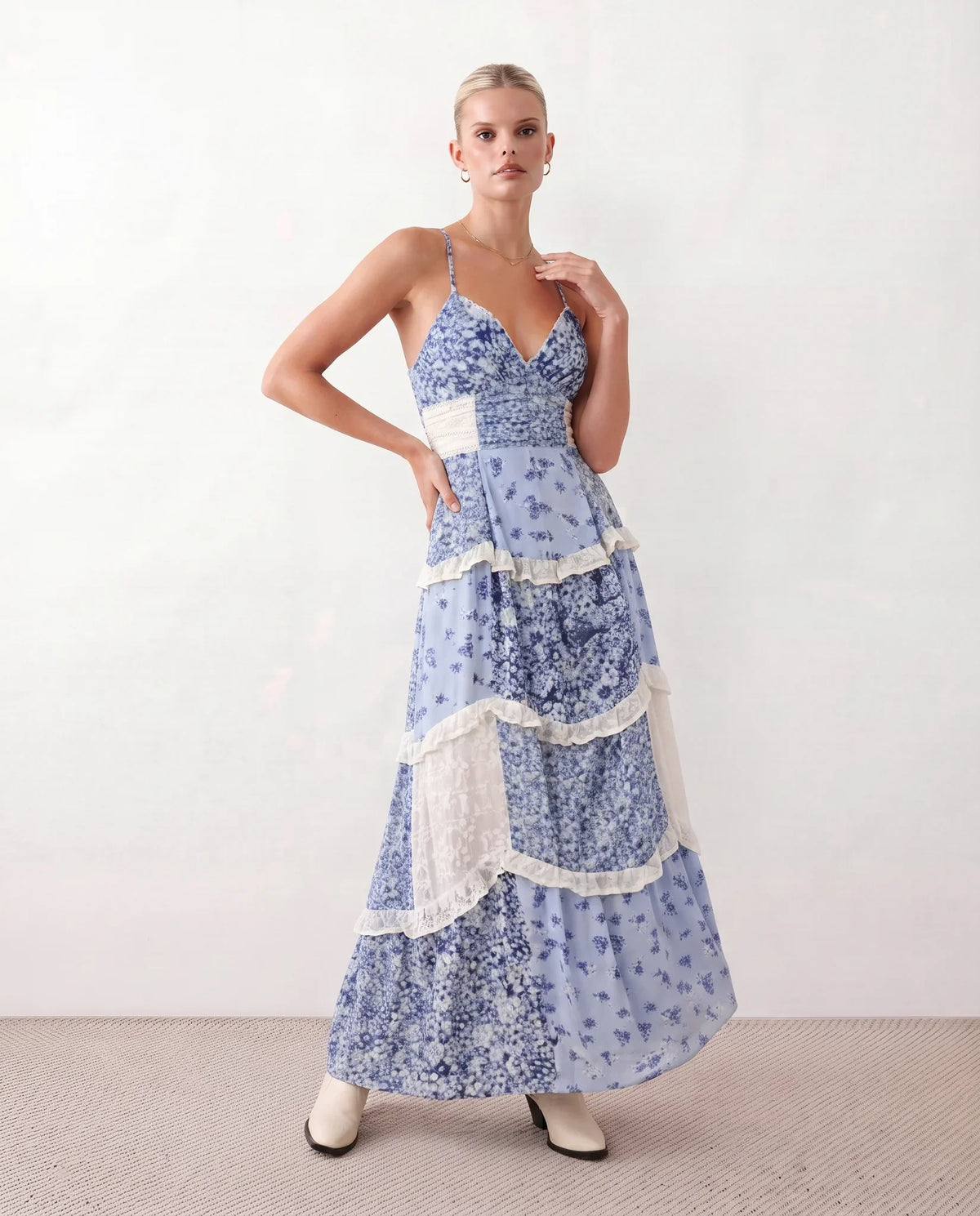 Germana Spaghetti Strap Low Back Maxi Dress