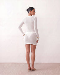 Emiliana Crochet Plunge Neck Mini Dress