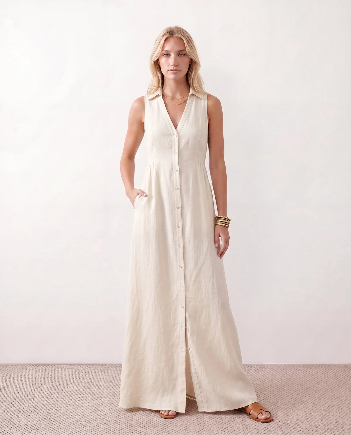 Luna Button Front Maxi Dress