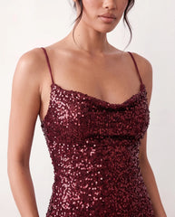 Adriane Sequined Spaghetti Strap Maxi Dress