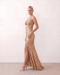 Ninoska Sequined Spaghetti Strap Maxi Dress