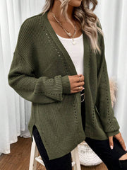 Anneliese | Open Front Pointelle Knit Cardigan with Drop Shoulder for Women