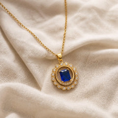 Blue Geometric Pendant Necklace