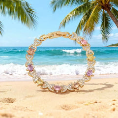 18K Gold Plated Copper Vacuum Electroplated Zircon Heart-Shaped Box Chain Bracelet Colorful Zircon Jewelry for Women Valentine's Day