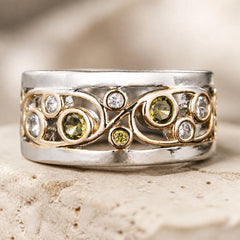 Boho Two Tone Zirconia Ring