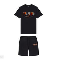 Trapstar Chenille Decoded Short Set Black/Orange