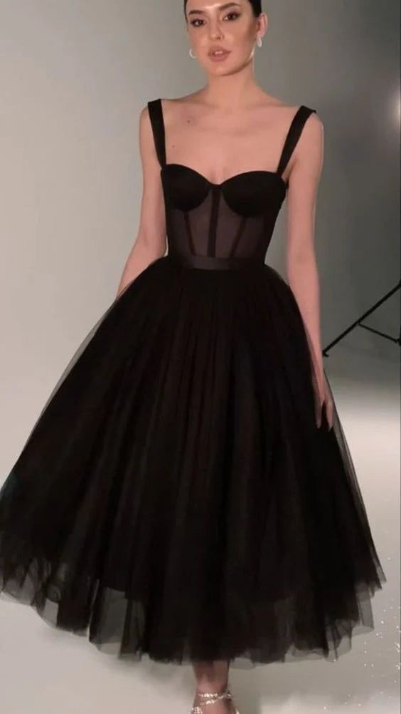 Black Fashion Sweetheart Neck Long Tulle Teen Prom Dress Tulle Formal Dress Evening Gown Graduation Party - Picture Color / US12