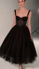 Black Fashion Sweetheart Neck Long Tulle Teen Prom Dress Tulle Formal Dress Evening Gown Graduation Party - Picture Color / US12