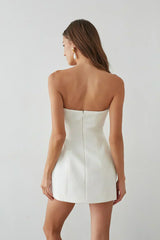Alix Strapless Twist Front Bubble Mini Dress