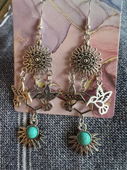 Western style handmade earrings in vintage silver