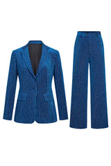 Ink Blue 2 Piece Notched Lapel Prom Suits with Sleeves