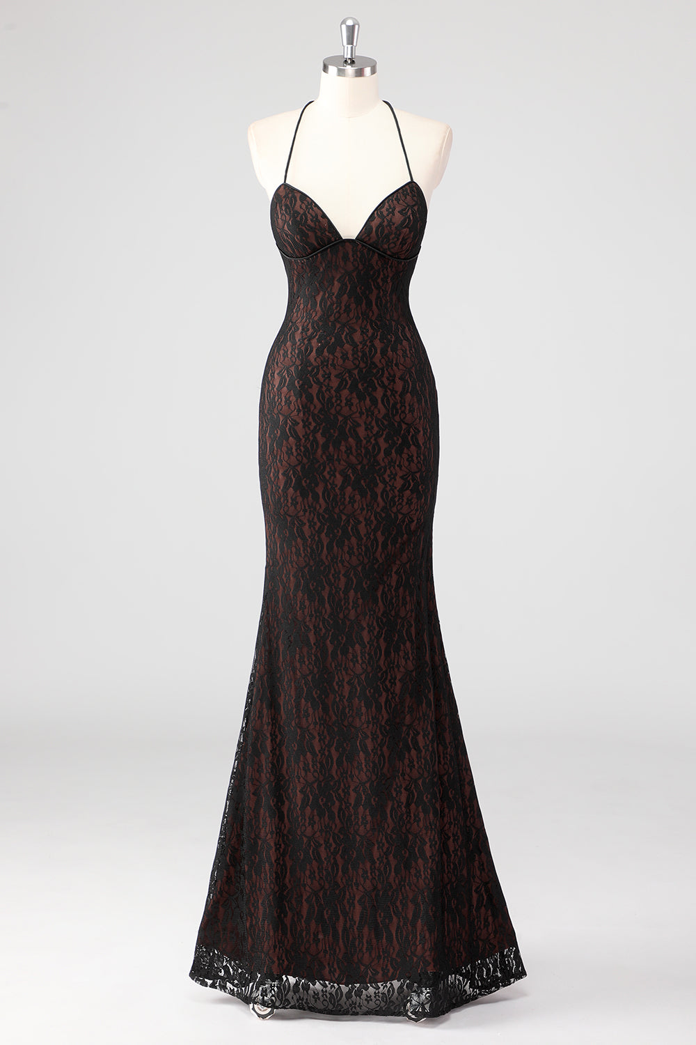 Black Spaghetti Straps Backless Formal Dress