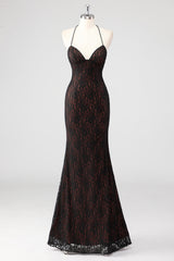 Black Spaghetti Straps Backless Formal Dress