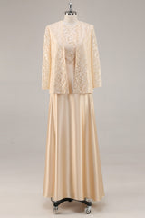 Champagne A-Line 2-Piece Mother of the Bride Dress