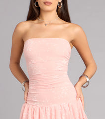 Mood Set Strapless Ruffled Mini Dress