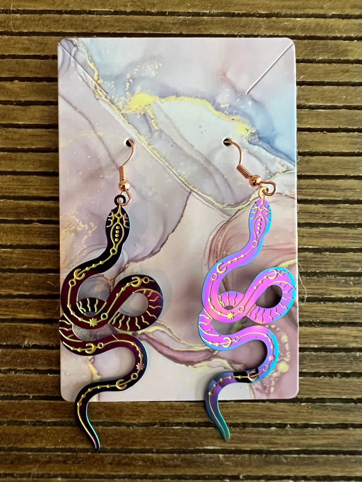 Multicolor Metal Snake Drop Earrings