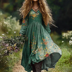 Anna™ - Vintage Floral Print Dress