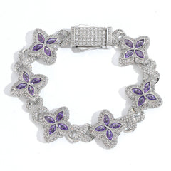 21Dripzz Iced Flower Bracelet Silver Purple