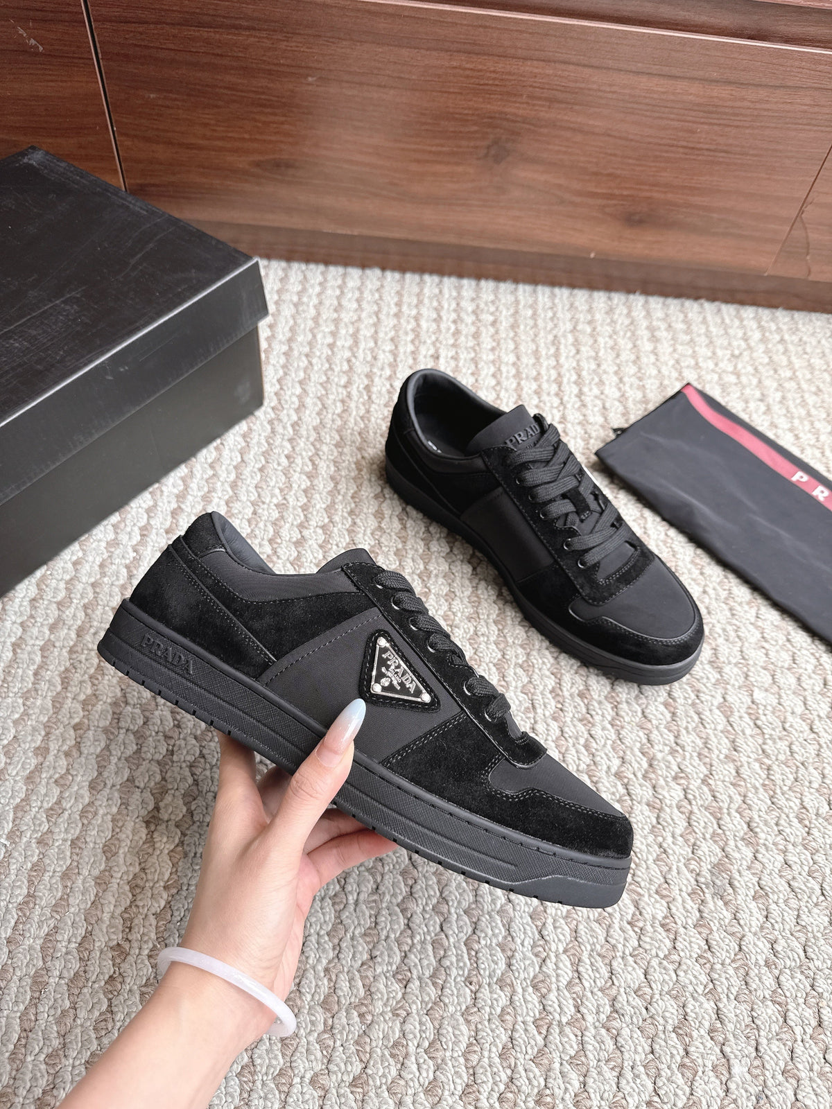 Prada Downtown Leather Suede Black