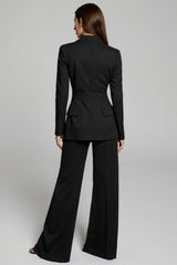 Black Peak Lapel 2 Piece Long Sleeves Business Suits with Sash