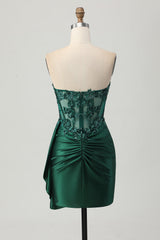 Sparkly Dark Green Sweetheart Corset Short Homecoming Dress