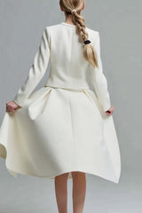 Ivory Tweed 2 Piece Midi Homecoming Outfits with Pockets