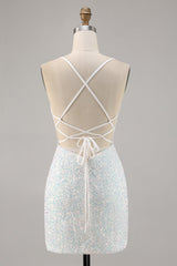Sparky White Corset Floral Tight Short Homecoming Dress