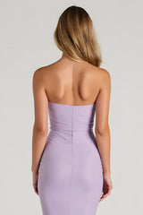 Lilac Mermaid Chiffon Strapless Long Bridesmaid Dress