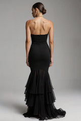 Black Sweetheart Mermaid Ruffled Long Formal Dress