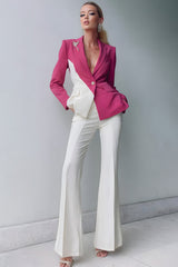 White Notched Lapel 2 Piece Prom Suits with Pockets
