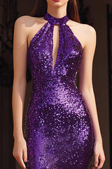 Sparkly Purple Sequin Mermaid Long Holiday Party Dress