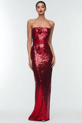 Sparkly Navy Sequin Strapless Long Holiday Party Dress