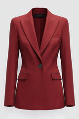 Dark Red Peak Lapel Slim Fitted Prom Blazer