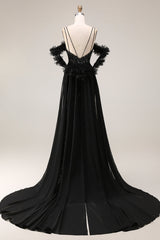 Sparkly Black Cold Shoulder Mermaid Long Corset Prom Dress with Cape