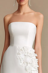 White Satin Strapless Bodycon Short Bachelorette Dress