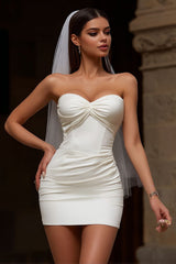Ivory Sweetheart Bodycon Short Corset Wedding Dress