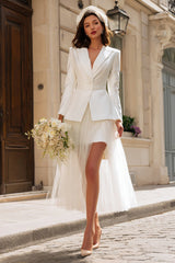 Ivory 2 Piece Peak Lapel Blazer Wedding Outfits