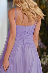 Lilac Sweetheart Neck Scarf A Line Long Prom Dress