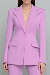 Lilac 2 Piece Notched Lapel One Button Business Suits with Sleeves