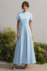 Sky Blue A-Line Long Wedding Guest Dress
