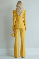 2 Piece Yellow Wide Leg Single Breasted Peak Lapel Prom Suits