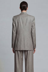 Grey Wide Leg 2 Piece Single Breasted Peak Lapel Business Suits with Pockets