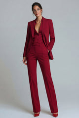 Burgundy 2 Piece Single Breasted Peak Lapel Prom Suits