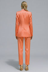 Orange 2 Piece Slim Fit Single Breasted Notched Lapel Prom Suits