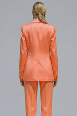Orange 2 Piece Slim Fit Single Breasted Notched Lapel Prom Suits