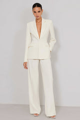 2 Piece Ivory Peak Lapel Long Sleeves Business Suits