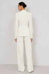 2 Piece Ivory Peak Lapel Long Sleeves Business Suits